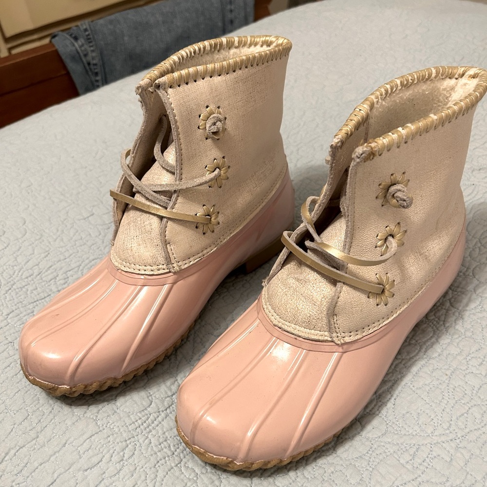 Jack Rogers Chloe Boots Pink Shimmer size 8